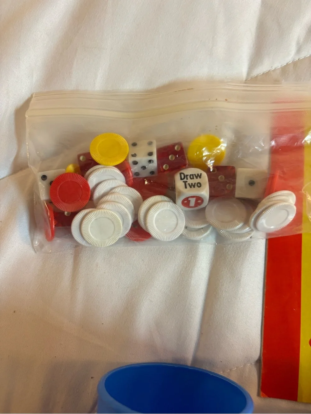 Vintage 2 Yahtzee Dice Cups & Accessories - dice and chips